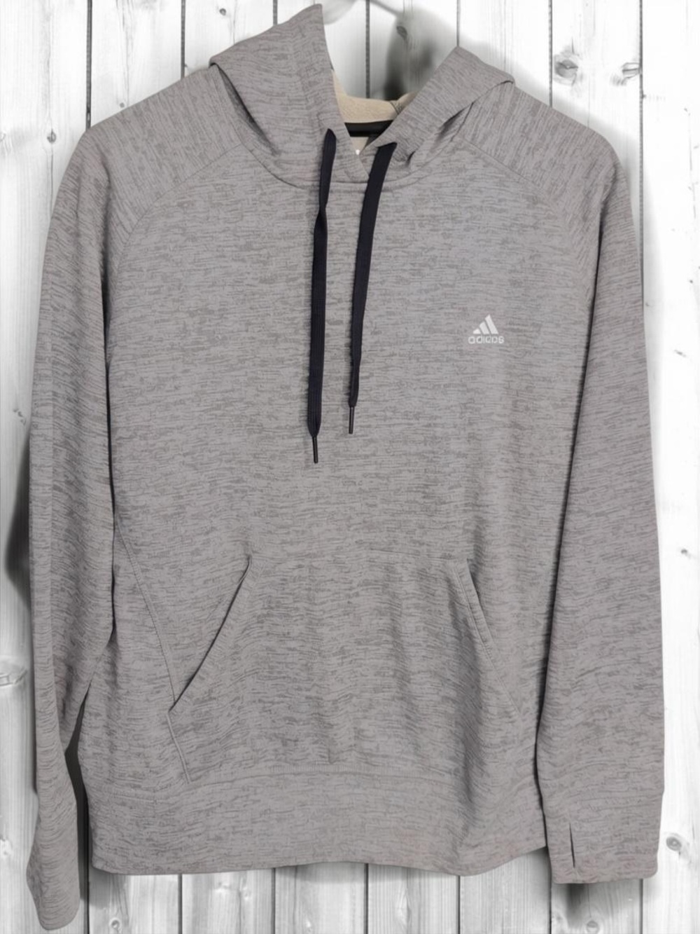 🌼Adidas Men’s Grey Hooded Sweatshirt-Marble look gray & black